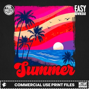 Tropical Sunset PNG: Palm Trees, Ocean, Summer Vibes (Digital Download)
