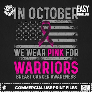 Bröstcancermedvetenhetsband PNG, amerikansk flaggkrigaredesign (digital nedladdning)