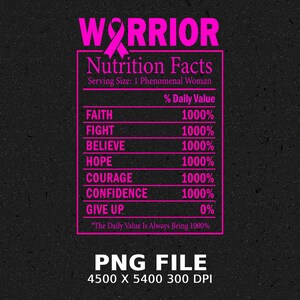 Breast Cancer Warrior Nutrition Facts PNG, Pink Ribbon Hoodie Design bild 6