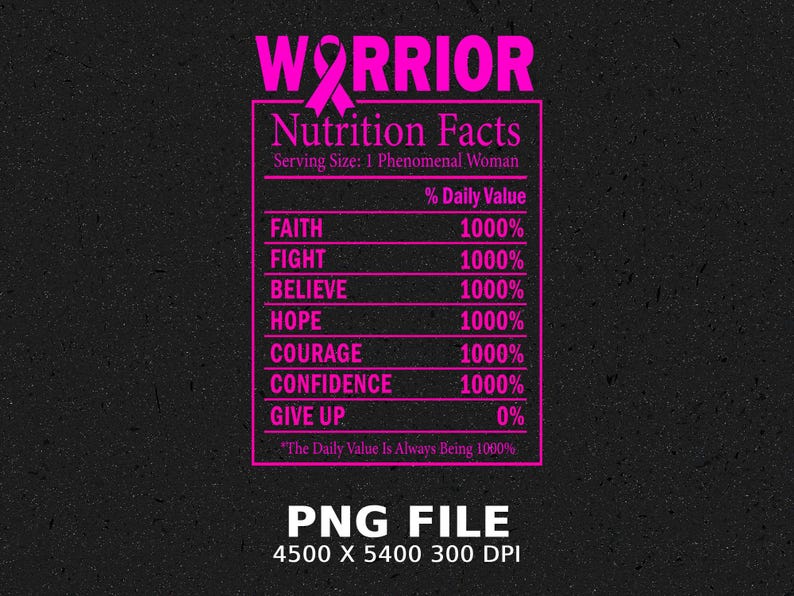 Breast Cancer Warrior Nutrition Facts PNG, Pink Ribbon Hoodie Design bild 6