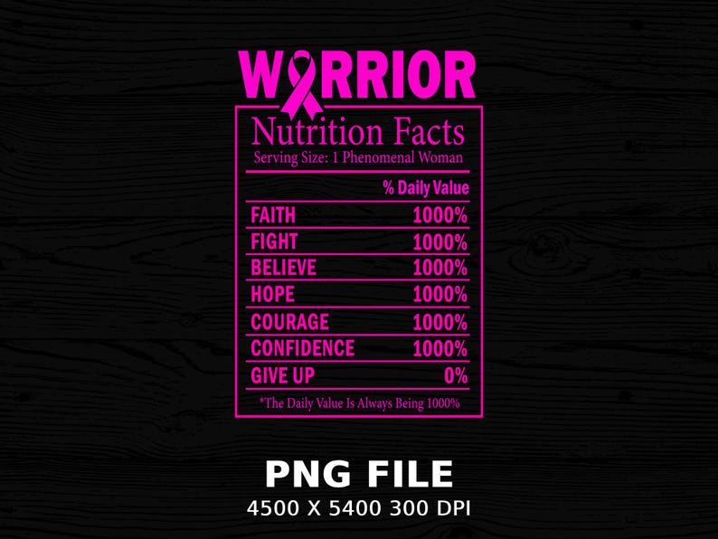 Breast Cancer Warrior Nutrition Facts PNG, Pink Ribbon Hoodie Design bild 8