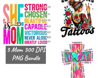 Christian Mom PNG Bundle, Tattoo, Cross Sublimation Designs (Digital Download)