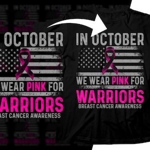 Breast Cancer Awareness Ribbon PNG, American Flag Warrior Design (Digital Download) image 3