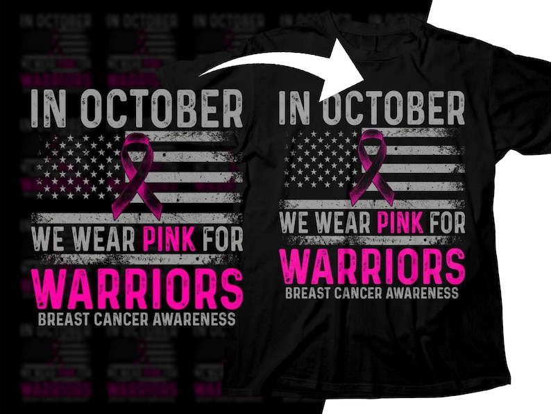Breast Cancer Awareness Ribbon PNG, American Flag Warrior Design (Digital Download) image 3