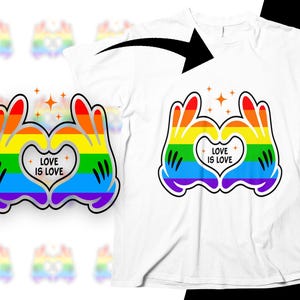 Gay Pride Month PNG, Mickey Hands, Love is Love, Rainbow, LGBT Clipart, Pride Month Clipart, Digital Download, Sublimation Design