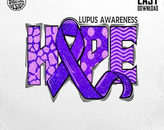 Lupus-Aufklärungs-Symbol (lila Schleife, PNG): Hoffnungsdesign (Digitaler Download)