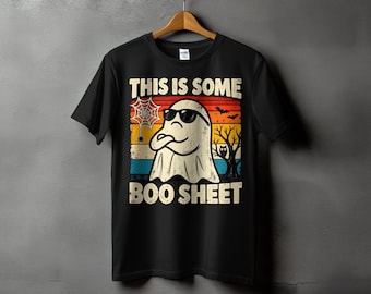 Funny Halloween Ghost Shirt This Is Some Boo Sheet Vintage Retro Fall Spooky Season Graphic Tee Funny Sarcastic Ghost Tshirt