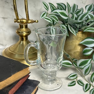 Vintage Libbey Irish Coffee Mug Clear Glass Pedestal Clear Glass