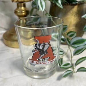 University of Alabama Collectible Glass Alabama Football Roll Tide Alabama Crimson Tide Bear Bryant Gene Stallings National Champions