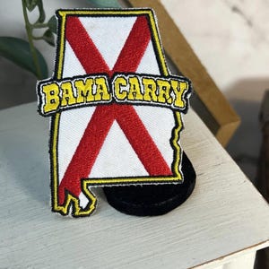Alabama State Bama Carry Iron On Patches Red White and Yellow