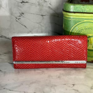Vintage Rare Coral Pink Snakeskin Brighton Leder Multicolor Große Tasche Wallet 15 Card Slot und Abnehmbare Geldbörse