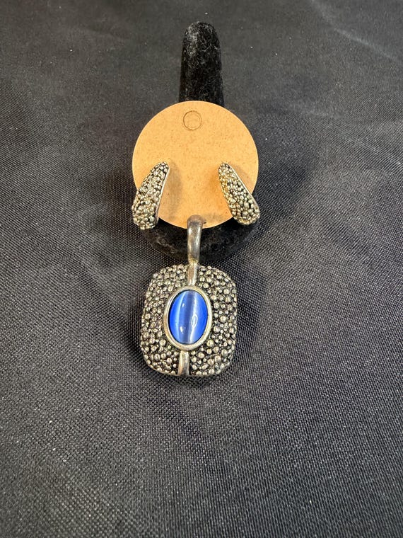 Premier Designs Silver Tone Blue Cat’s Eye Pendant & Earring Set | Vintage-Inspired Jewelry E20