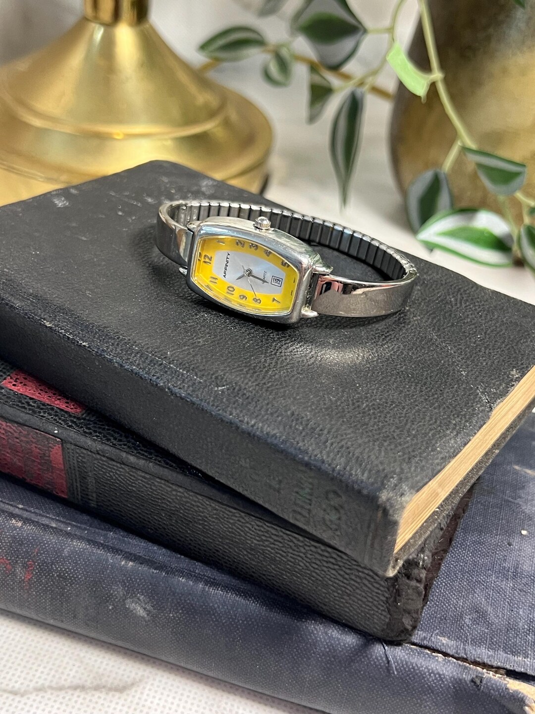 Vintage Affinity Watch Women Stainless Steel With Yellow Face Silver ...