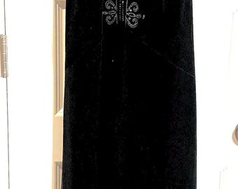 Vintage Dave and Johnny By Laura Ryner Beaded Velour Beaded Maxi Dress Black Size 7/8