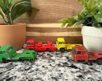 Camiones metálicos Yatming vintage / Coches de fundición a presión de los años 70 / Juego de 4 / Vehículos coleccionables clásicos / Camiones de juguete retro / Coche clásico J149