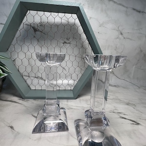 Villeroy and Boch Crystal Candlestick Siena Set of 2 Vintage Crystal Glass Candle Holder 6&quot;