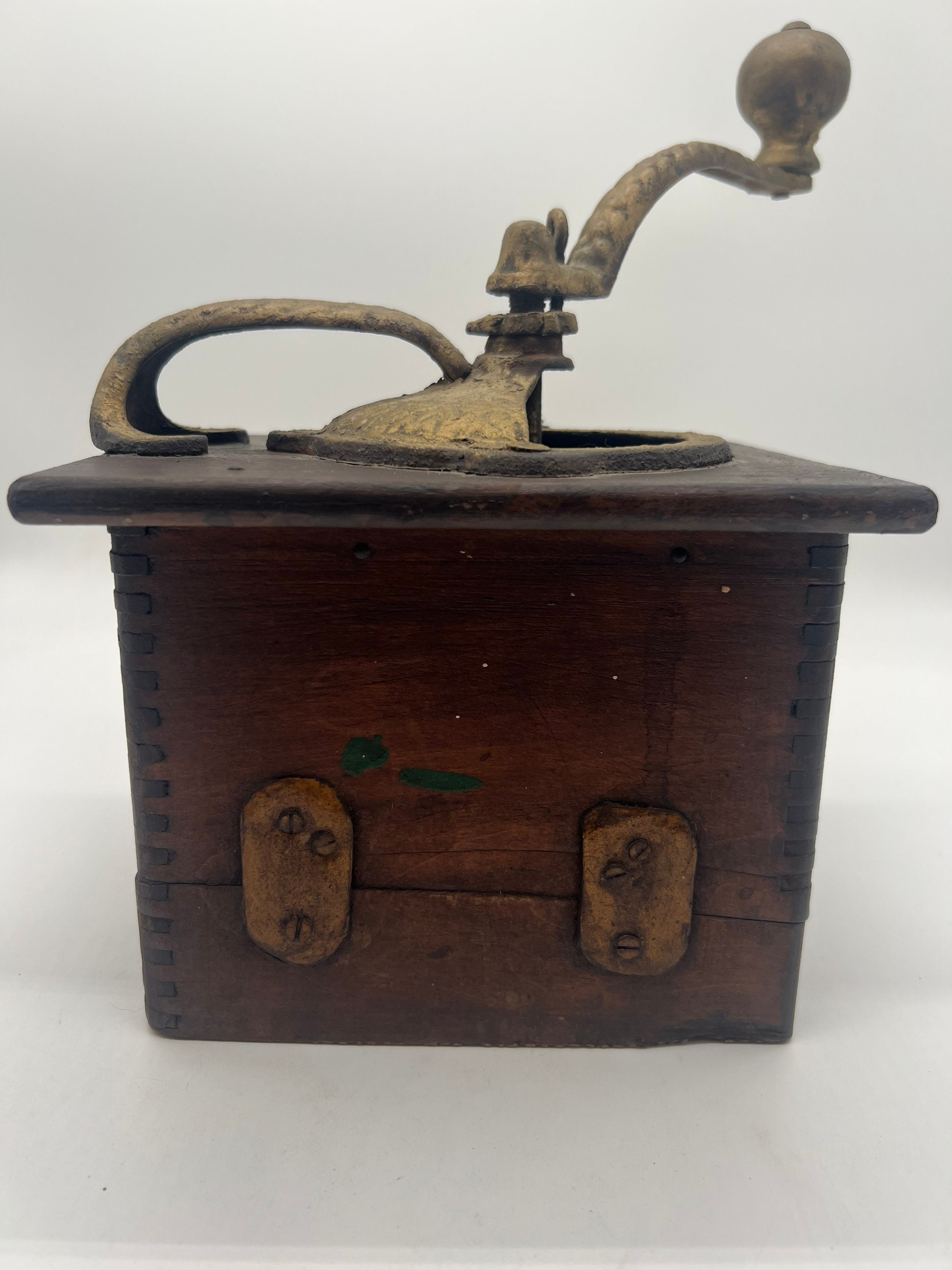 Antique Table Top Coffee Grinder Wood Housing Rustic Primitive