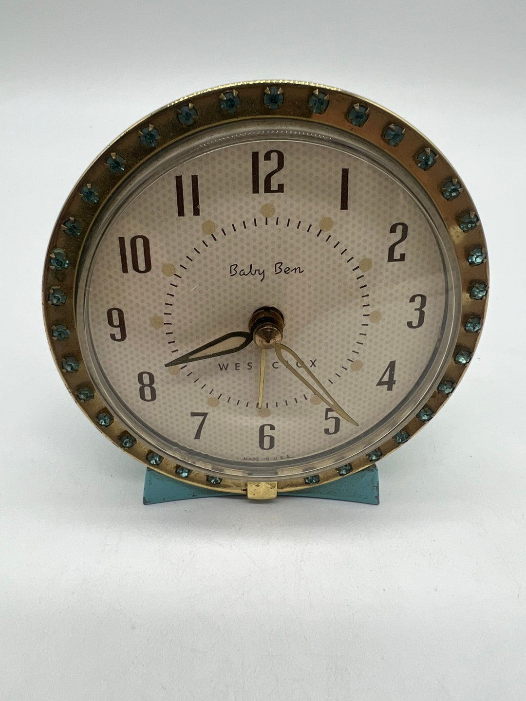 Vintage Westclox Baby Ben Sequin Alarm Clock Turquoise Blue Etsy