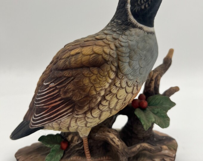 Vintage Porcelain Quail Statue Masterpiece Porcelain Homco 1981 Bird