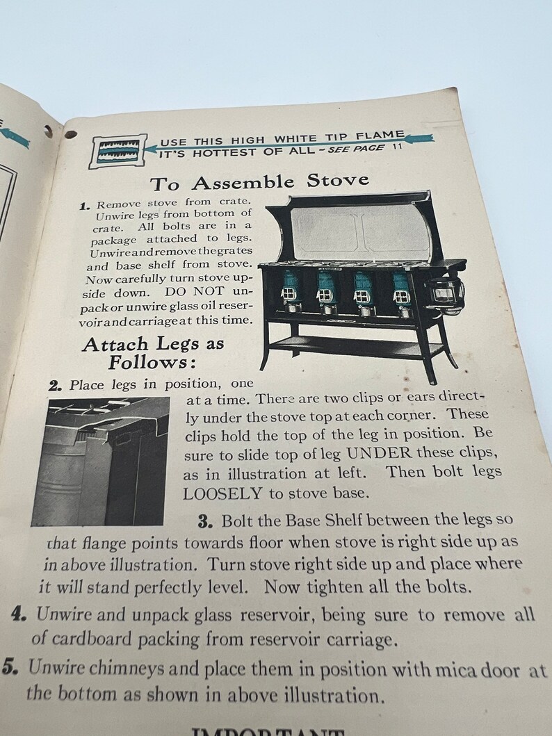 Vintage New Perfection Oil Cook Stove Instructions and Etsy