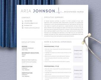 Resume Template | SPECIAL Nurse & Medical Resume Template | Simple and Professional Design | CV Template | Cover Letter Template | Modern CV