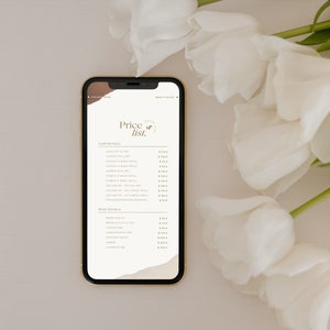 Price List Template | Small Business Price List | Minimalistic Beauty Price List | Instagram Price List | Editable Template