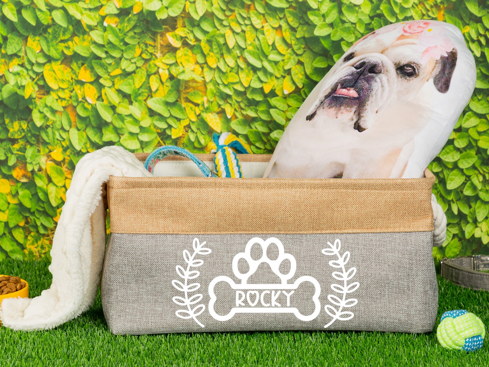 Personalized Dog Toy Basket Custom Pet Toy Basket Burlap Pet Etsy