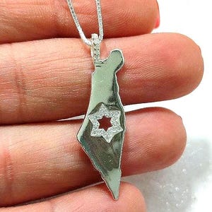 Israel Karte vergoldete Halskette, jüdischer Schmuck, Davidstern