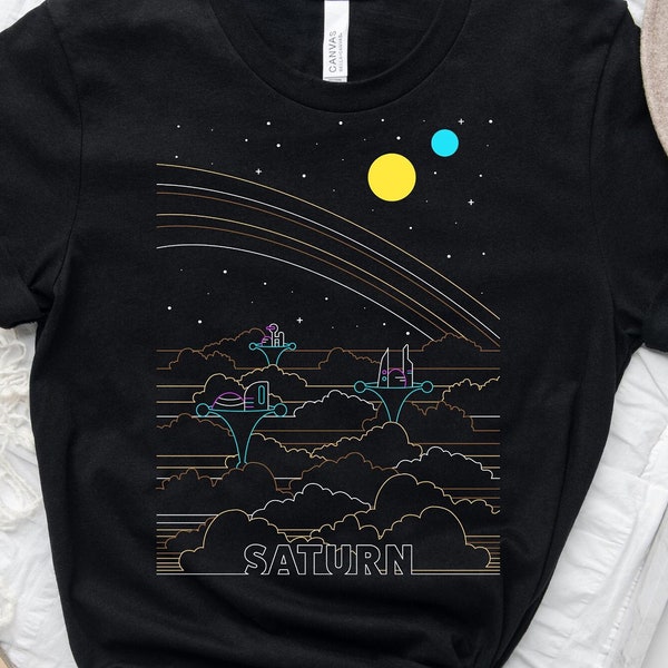 Retro Visit Saturn National Park Shirts - Unisex Solar System Shirts - Vintage Space Travel Shirt - Retro NASA Moons of Saturn T-Shirt