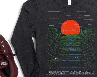 Retro New River Gorge National Park Long Sleeve Shirt - Unisex The New River Gorge West Virginia Longsleeve - Vintage West Virginia Souvenir