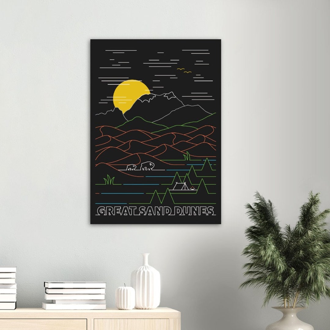 Vintage Great Sand Dunes National Park Travel Poster - Colorado Travel ...