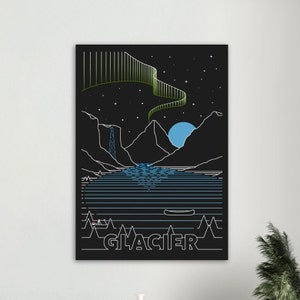 Vintage Glacier National Park Travel Poster - Retro Montana Travel Poster