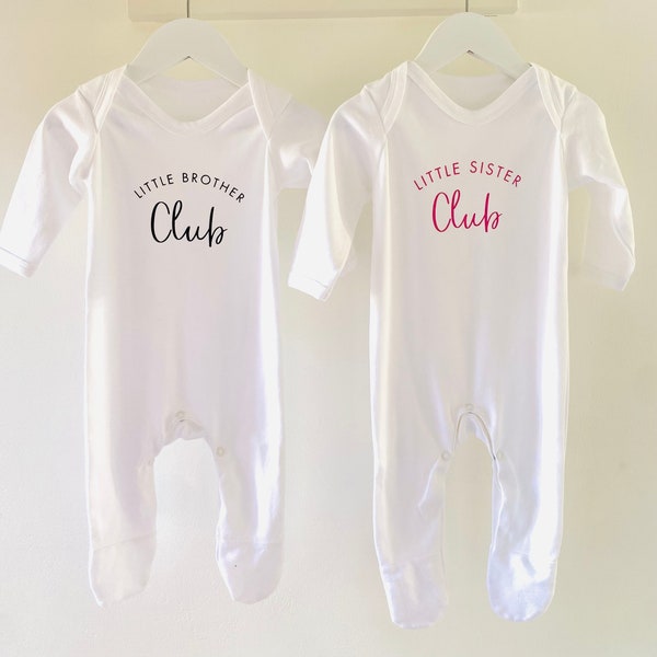 Little Brother or Sister Club Baby Grow, Little Brother or Sister Club Bodysuit, Pregnancy Announcement, New Baby Vest, New Baby Gift