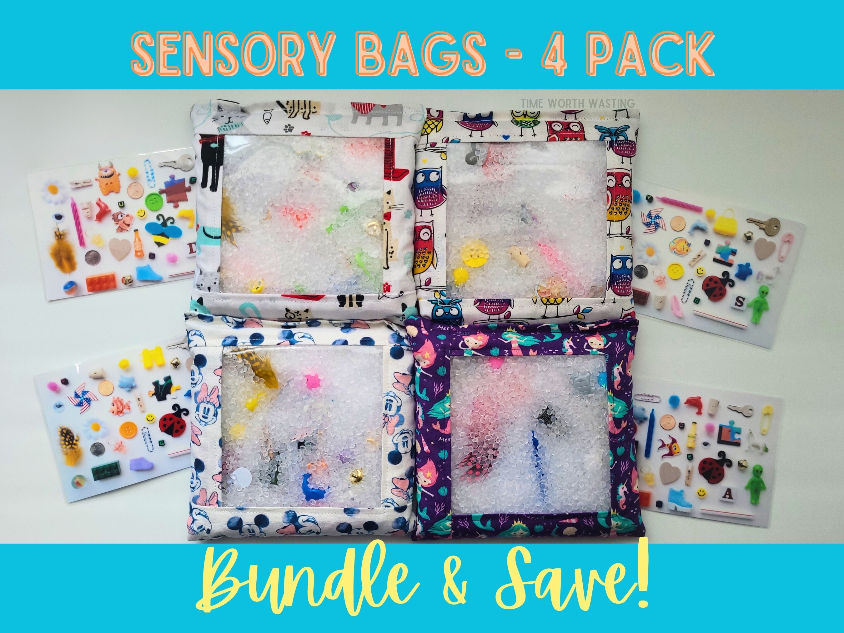 Seek And Find Sensory Bags 4 Pack | ISPY Game | Discovery Bags | Weighted Quiet Activity | Fun For...