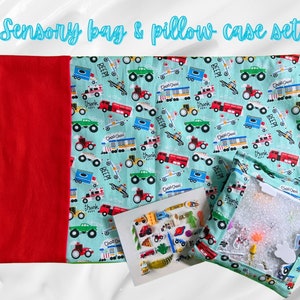 Seek and Find Sensory Bag and Matching Pillow Case | I-Spy Game | Quiet Sensory Activity | Calm Down Corner | Toddler Travel Size Pillowcase