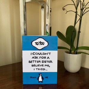 No podría pedir una mejor hermana - Tarjeta de felicitación con portada de Penguin