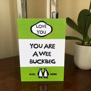 Wee Buckbeg - Pinguin Buch Cover Grußkarte