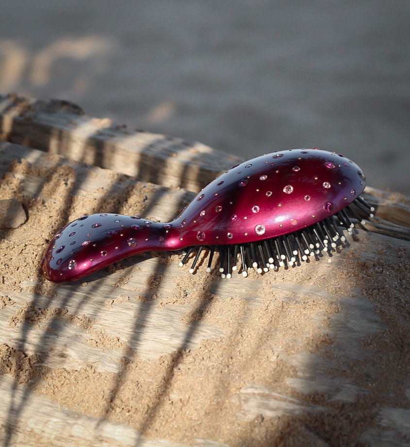 Swarovski Crystal Hairbrush - Mini Handbag Brush Handmade in