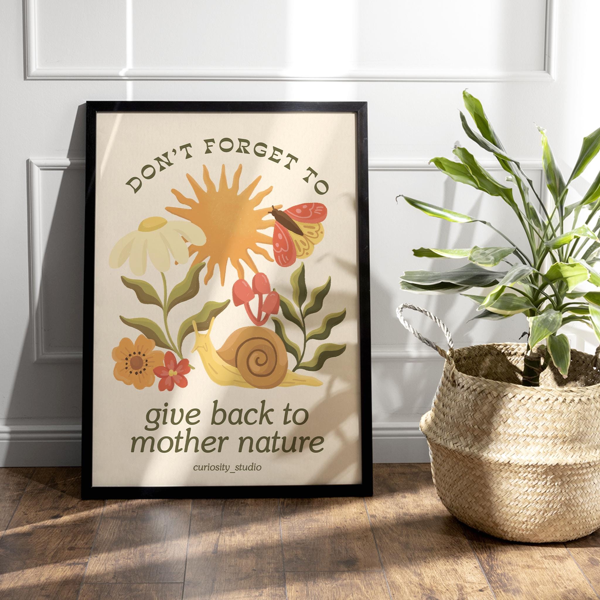 Mother Nature Poster – Hand-drawn Flowers & Insects – Boho Wall Art for ...