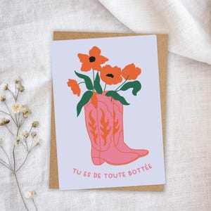 Handillustrierte Karte Blumige Cowboystiefel - Muttertagskarte, Grußkarte, Geburtstag, Valentinstag