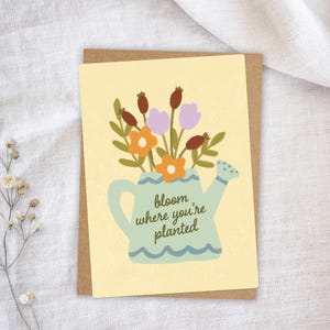 Carte Illustrée Arrosoir Fleuri Message Poétique - Carte de voeux Douce & Champêtre, Carte d'Anniversaire, Saint-Valentin