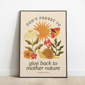 Poster di Madre Natura – Illustrazione di fiori e insetti – Arte murale boho naturale per camera da letto o soggiorno – Stampa su carta premium