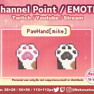 pixel art [Paw Hand MIKE] Puntos de canal para Twitch | Icono de puntos de canal de Twitch | Canjear puntos de canal de Twitch |