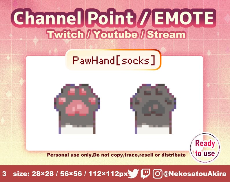 Pixel Art [paw Hand Socks] Channel Points for Twitch | Twitch Channel ...