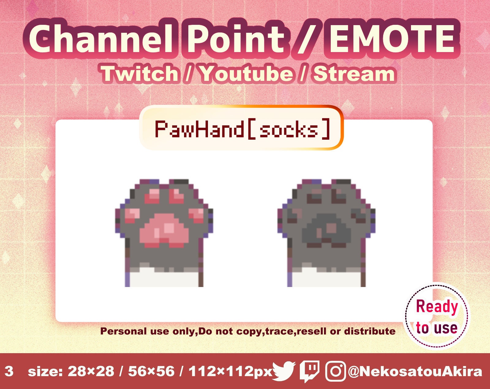 Pixel Art [paw Hand Socks] Channel Points for Twitch | Twitch Channel ...