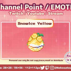 pixel art [SnowIce Yellow] Puntos de canal para Twitch | Icono de puntos de canal de Twitch | Canjear puntos de canal de Twitch |