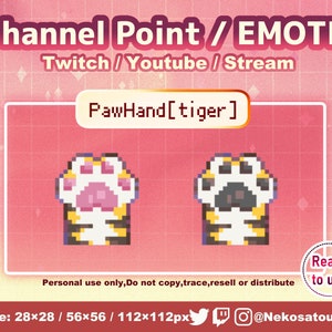 pixel art [Paw Hand MIKE] Puntos de canal para Twitch | Icono de puntos de canal de Twitch | Canjear puntos de canal de Twitch |