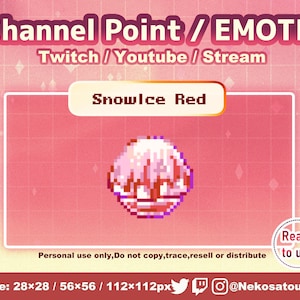 pixel art [SnowIce Red] Puntos de canal para Twitch | Icono de puntos de canal de Twitch | Canjear puntos de canal de Twitch |