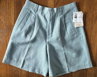 short taille haute en coton et lin nwt liz claiborne vintage des années 90 en bleu / W30