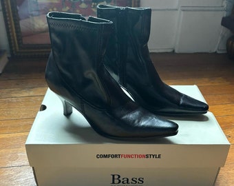 00s gh bass leather pointed toe kitten heel leather boots in original box / sz 5